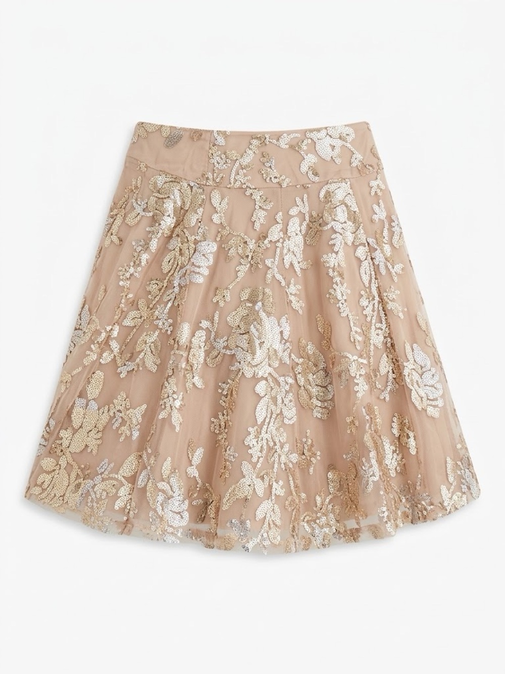 Lovers + Friends Blush Tulle Skirt with Gold & Silver Sequin Floral
